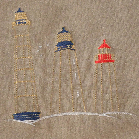 VTG 90'S Gilden  Activewear Heavyweight Lighthouses Sand Crew Neck Sweater XL - Picture 6 of 9